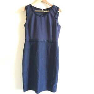 TAHARI SHEATH DRESS SLEEVELESS LINED PETITE SIZE 10P‎ NAVY BLUE